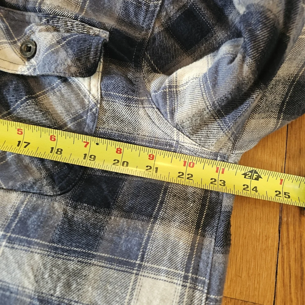 Wrangler‎ Authentics Blue Plaid Hooded Quilted Lined Flannel Shacket Mens Size L